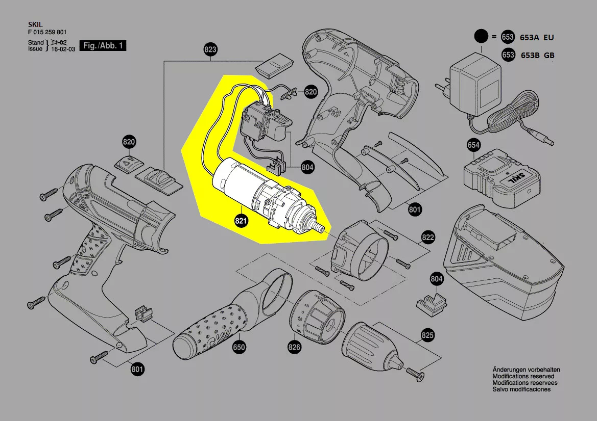moteur + transmission réf. 2610Z01806 Skil